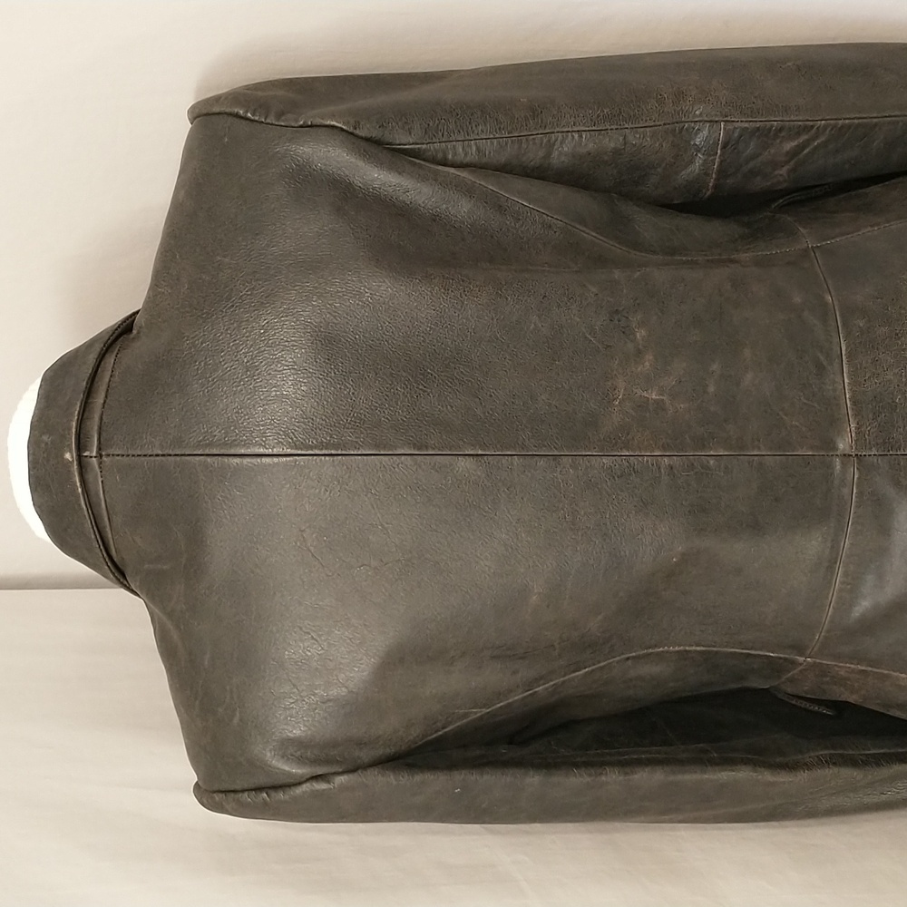 Leather Dark Brown Coat 40" Long Classic Trench Style LG 12 See Measurements - Picture 5 of 10